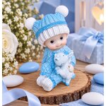 figurine bebe avec petit lapin bapteme naisssance