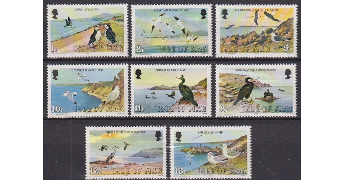 Ile de Man - Oiseaux - Sélection de valeurs neuves ** de 1983 - Cote €7 ...