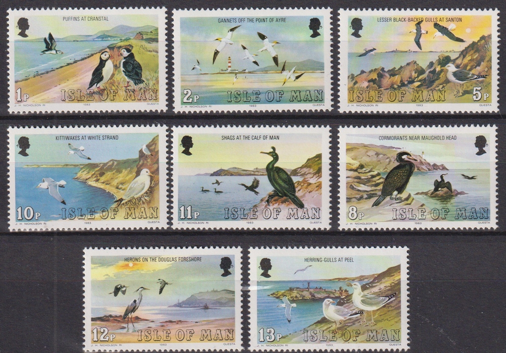 Ile de Man - Oiseaux - Sélection de valeurs neuves ** de 1983 - Cote €7 ...
