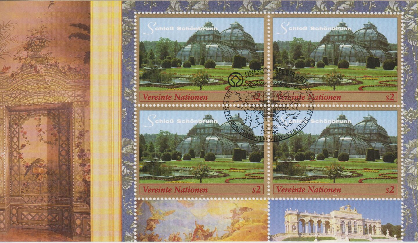 Nations Unies de Vienne - Châteaux - Feuillet oblitéré de 1998 - EUROPE