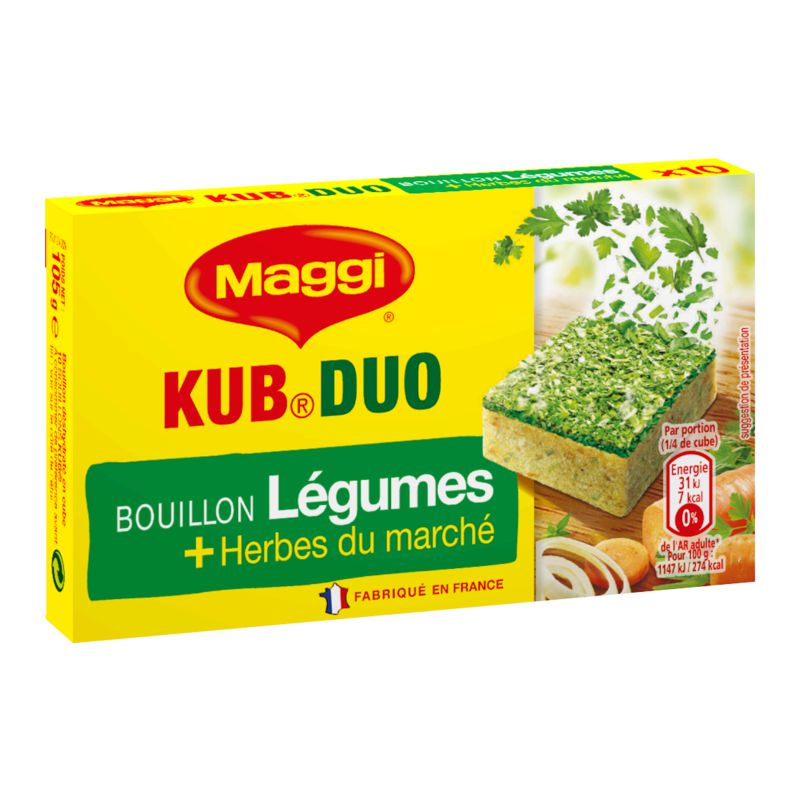 MAGGI KUB DUO BOUILLON DE LÉGUMES DESHYDRATÉ ET HERBES DU MARCHÉ