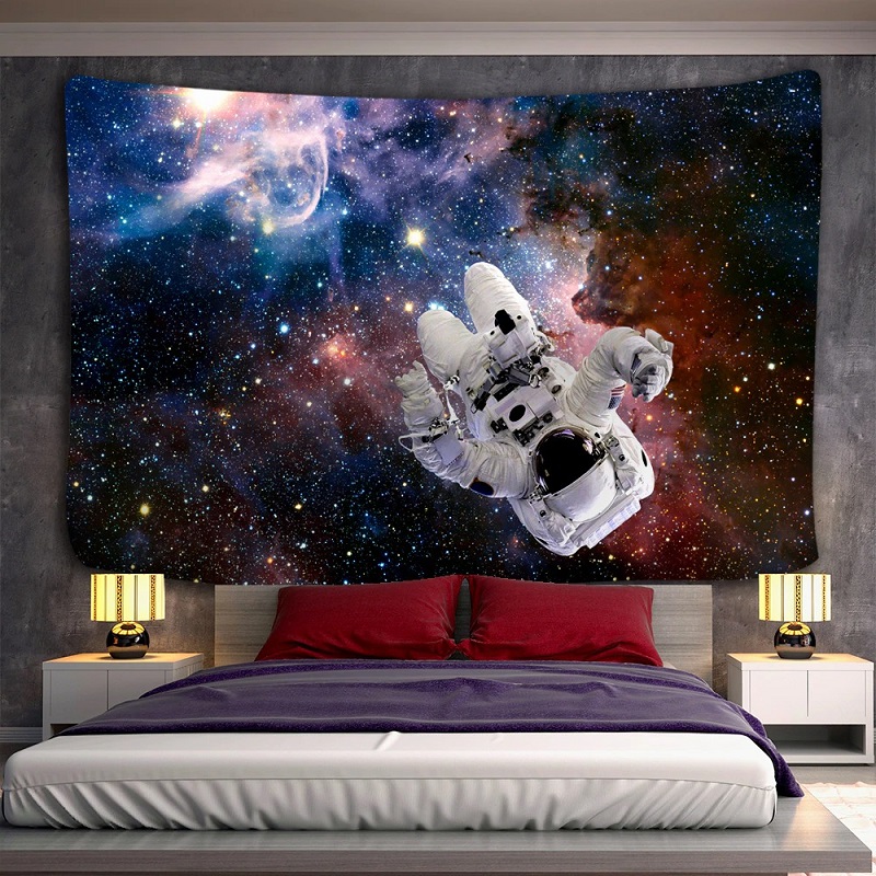 Tenture Murale Astronaute dans l\'Espace fond Constellations