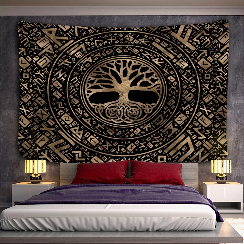 tenture murale zen arbre de vie yggdrasil
