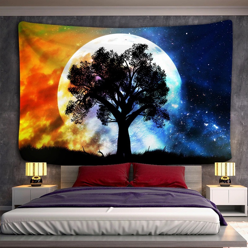 tenture murale arbre pleine lune