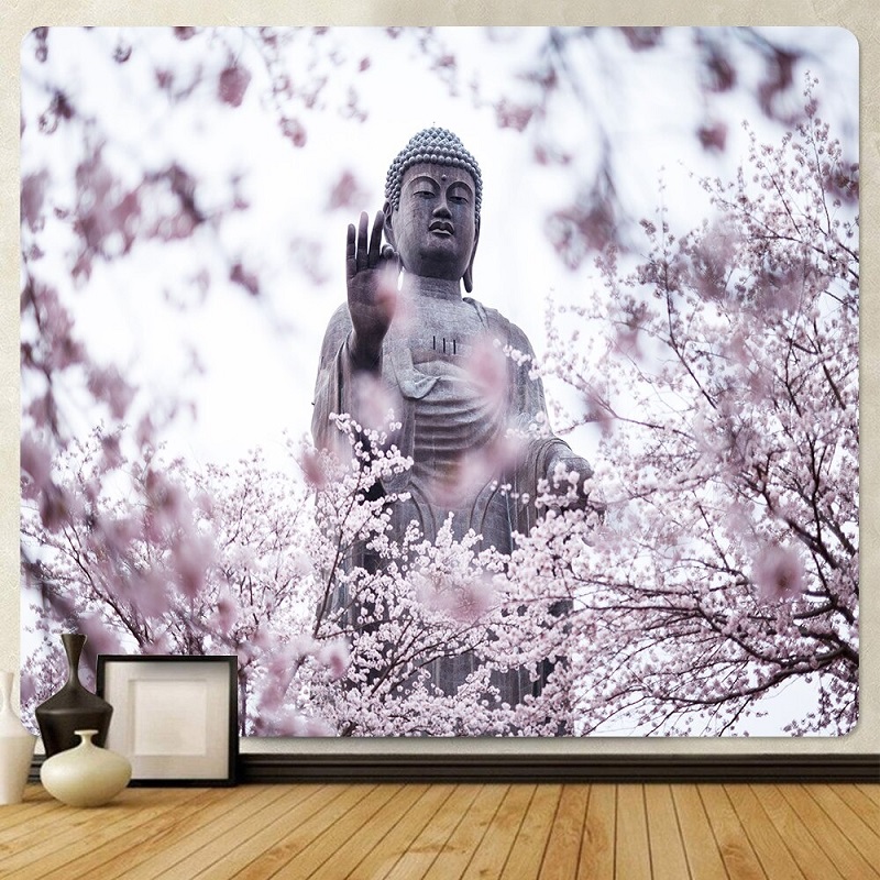 tenture zen bouddha fleurs