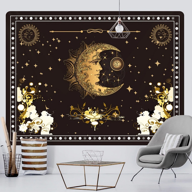 tenture murale zen lune fond étoilé