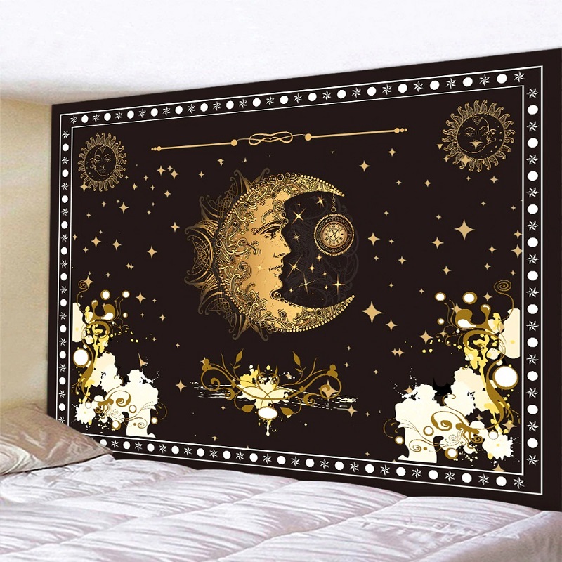 tapisserie murale lune et étoiles