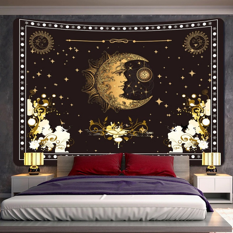 tenture murale espace lune étoiles