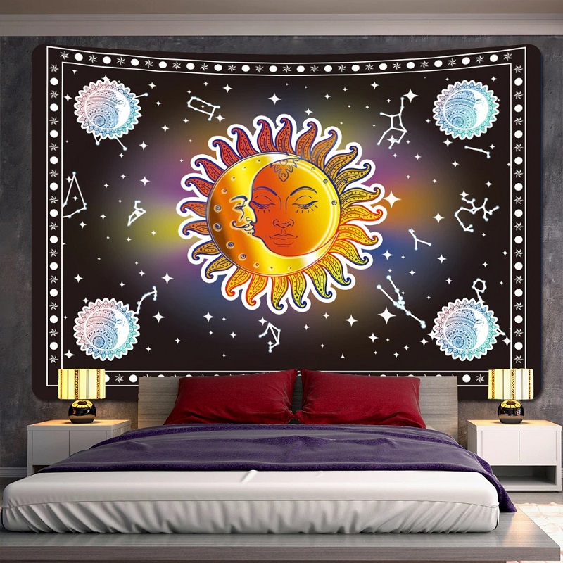 tenture murale lune soleil étoiles
