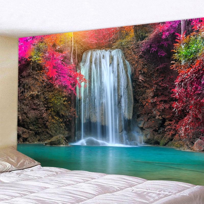 tapisserie murale tropicale chute deau
