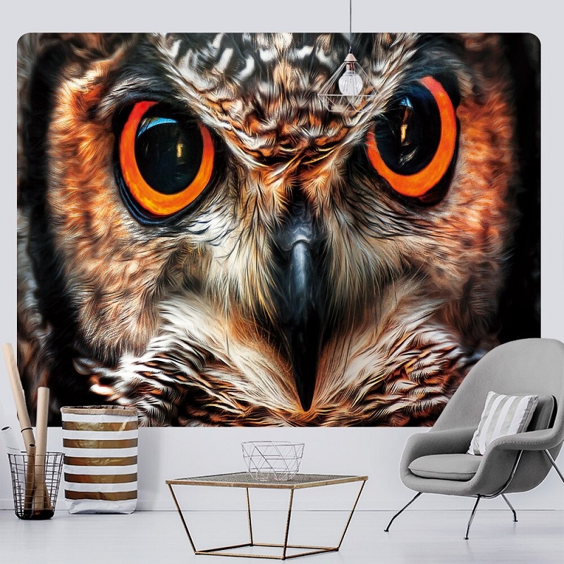 tenture murale portrait hibou chouette