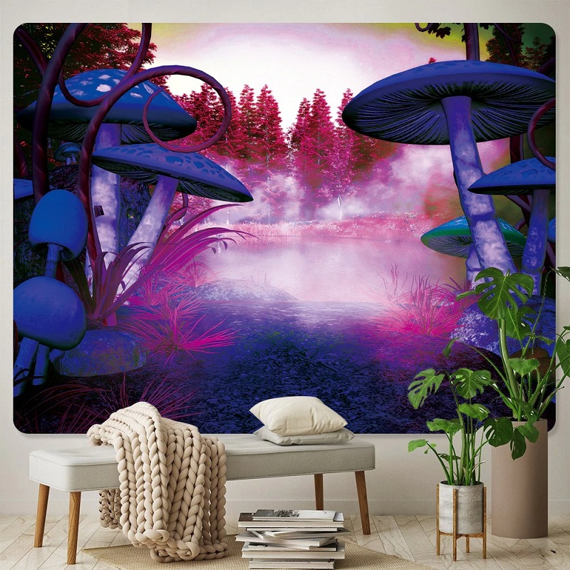 tenture décorative paysage champignon