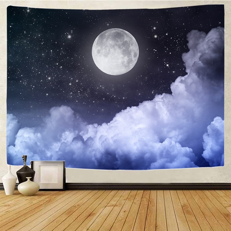 tenture décorative zen nature pleine lune nuages