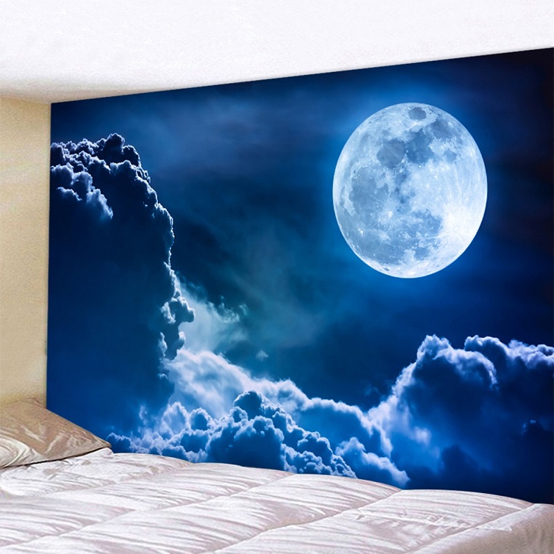 tenture murale pleine lune nuages