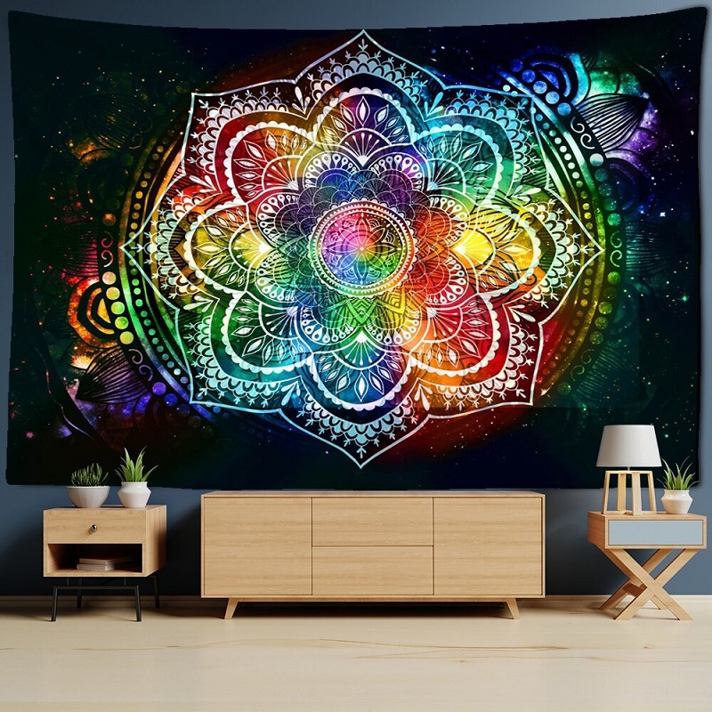 Tenture Murale Mandala Fleur de Vie couleur Sept Chakras