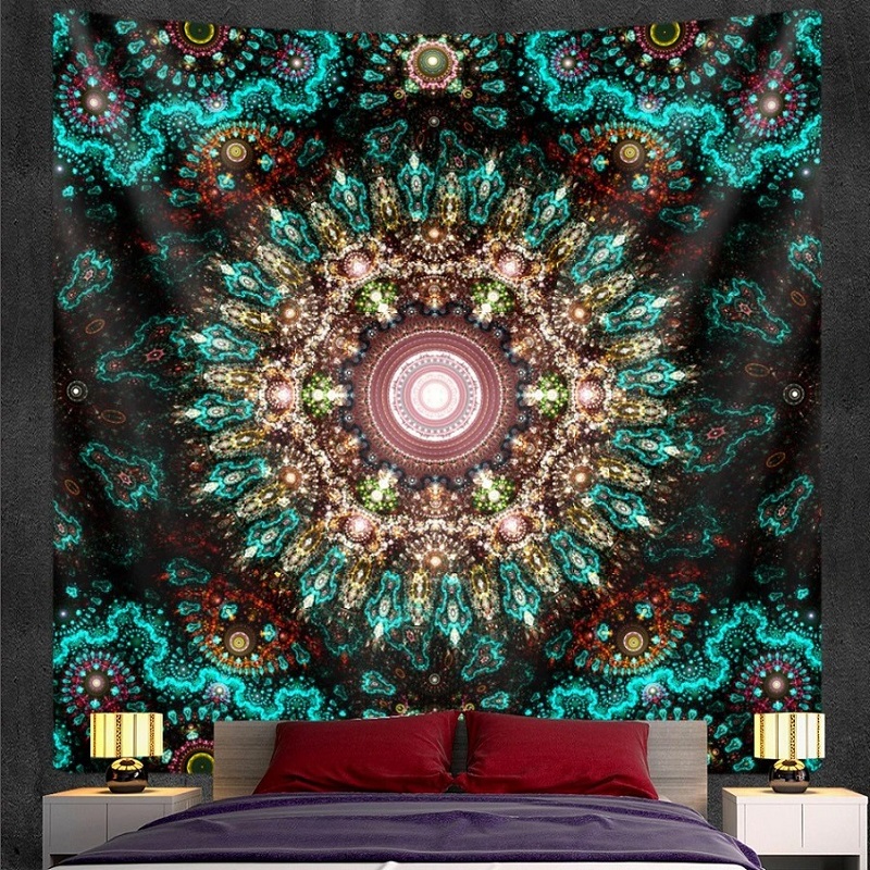 tapisserie murale décorative psychédélique fractales