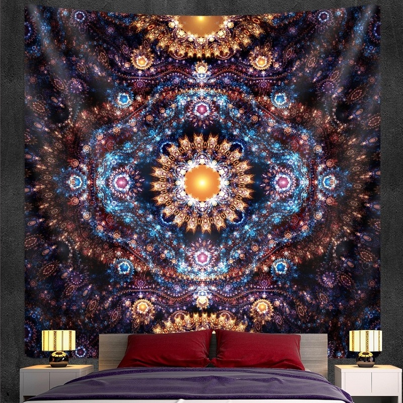 tapisserie murale décorative psychédélique fractales
