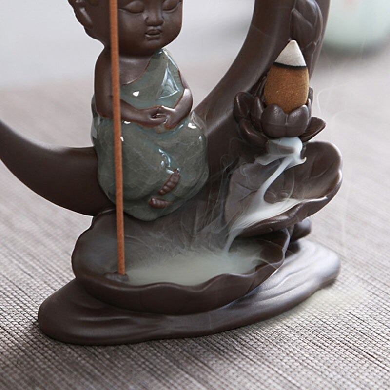porte-encens cascade zen bouddha lune