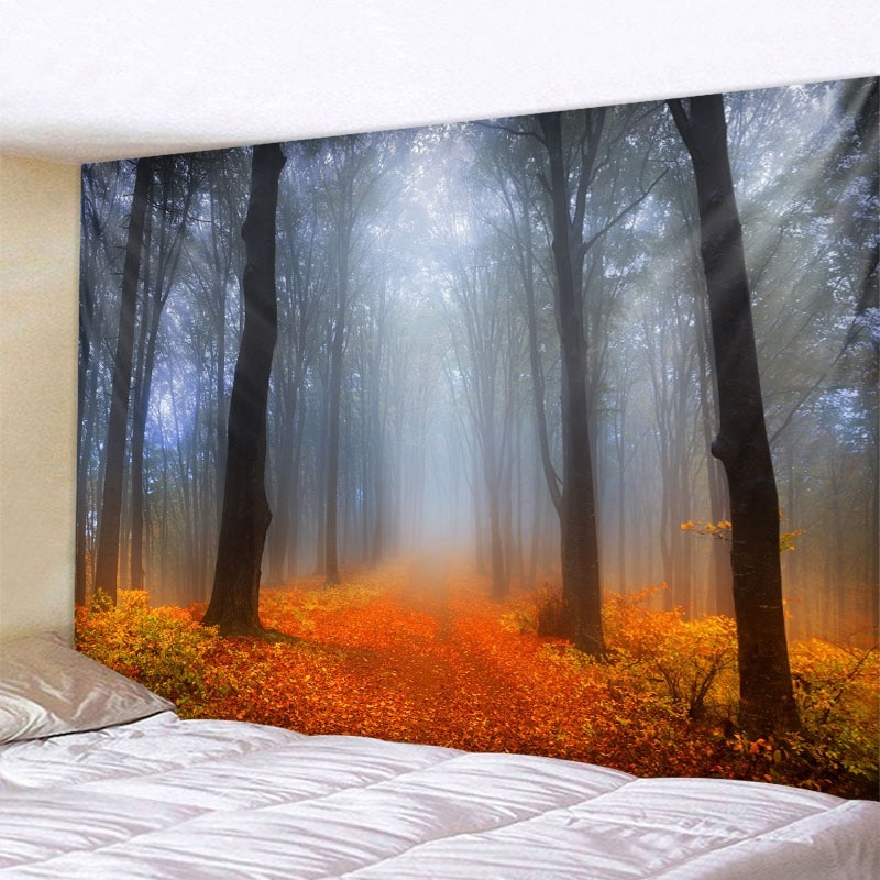 tenture décorative arbres feuilles forêt