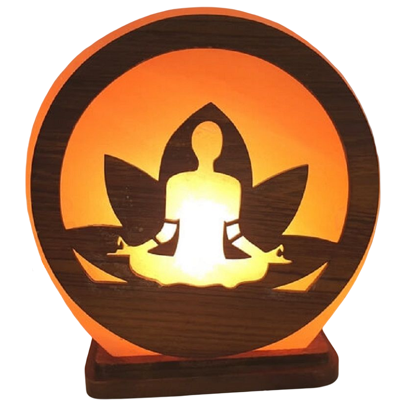 Lampe de Sel Ronde Bouddha et Fleur de Lotus