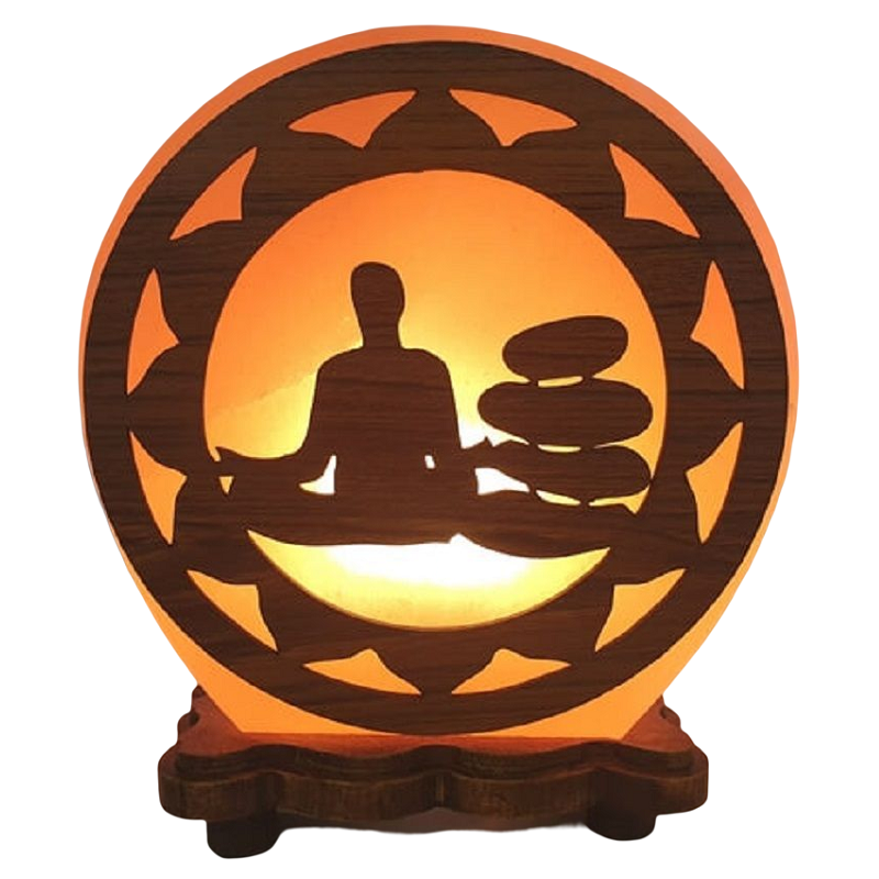 Lampe de Sel Ronde Bouddha et Galets Zen