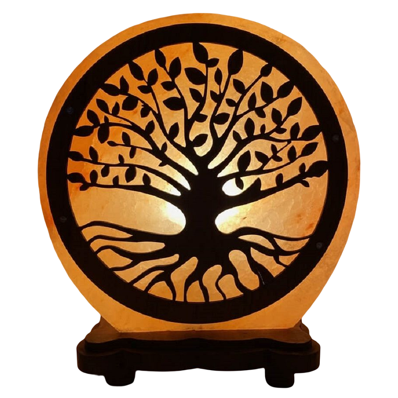 Lampe déco arbre de vie et son socle personnalisable en bois graver