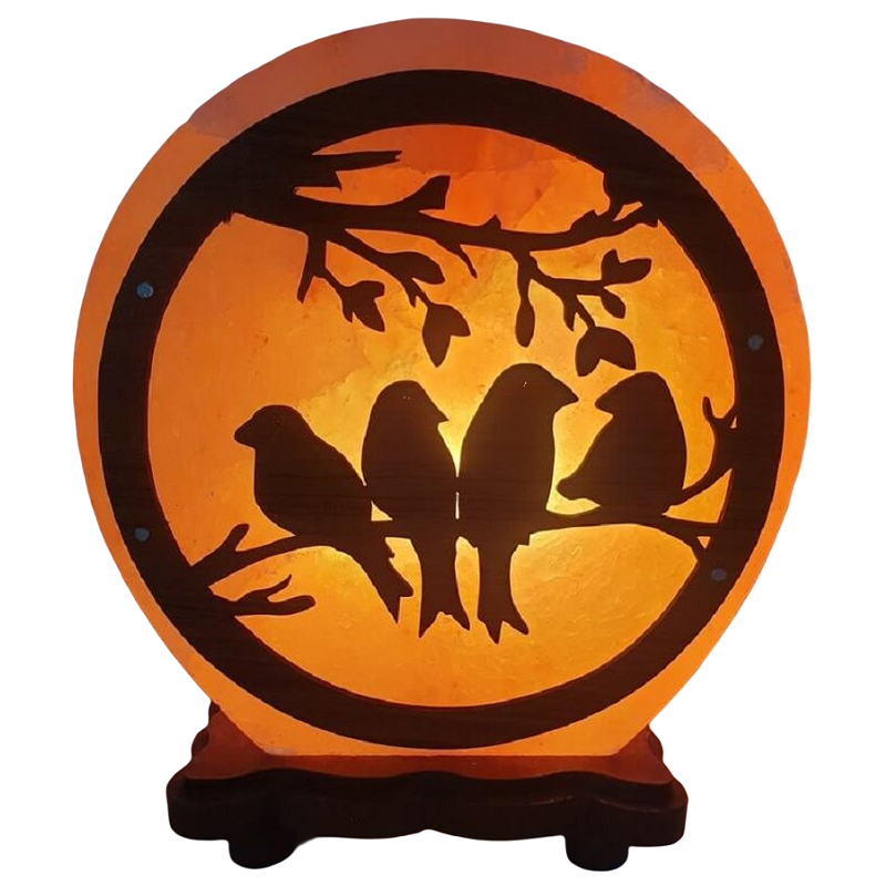 Lampe de Sel Ronde Oiseaux sur Branche