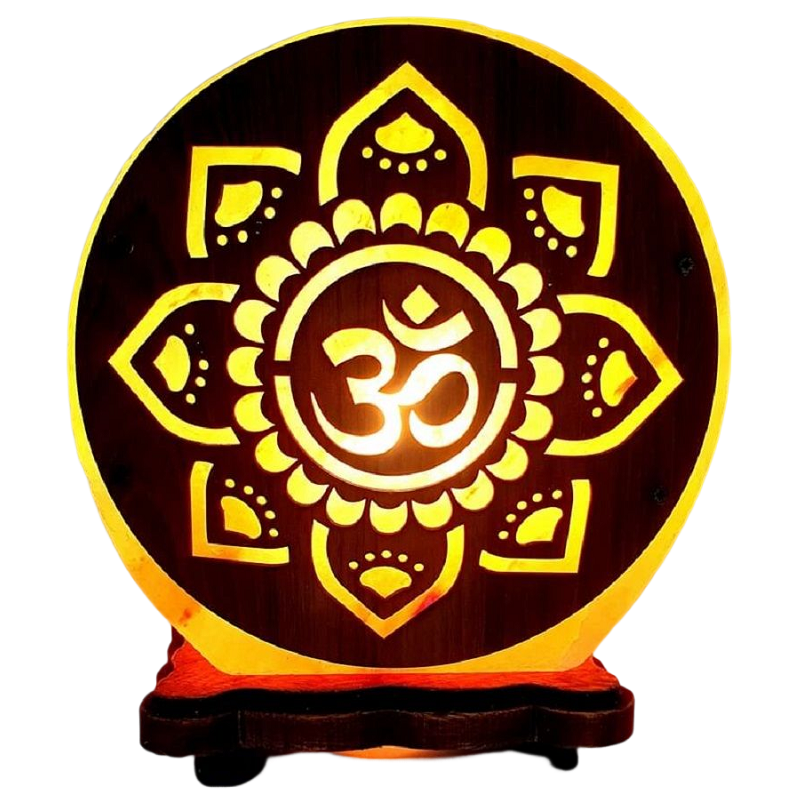 Lampe de Sel Ronde Symbole Om et Mandala