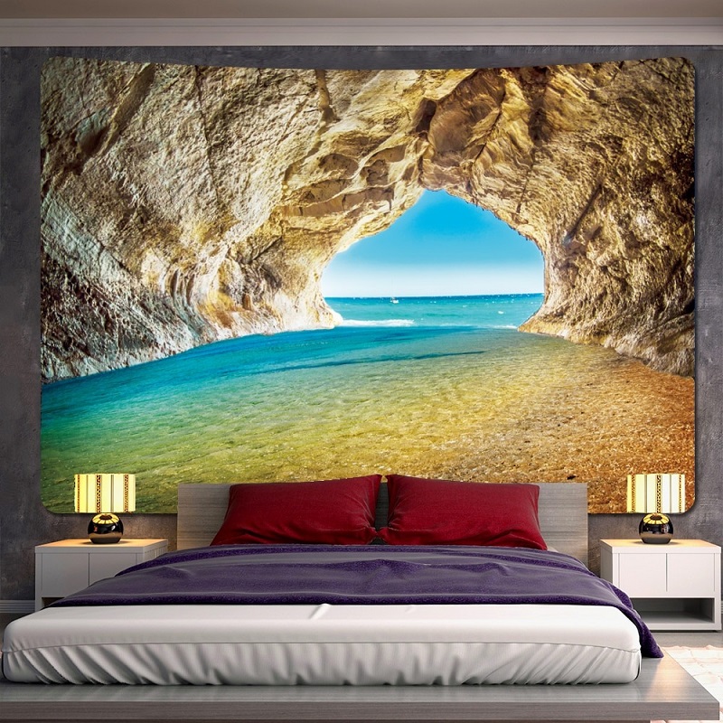 tenture murale décorative grotte océan