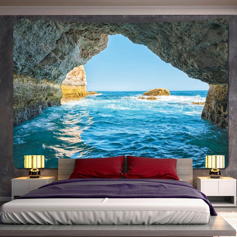 Tenture Murale Grotte Marine vue sur l\'Océan