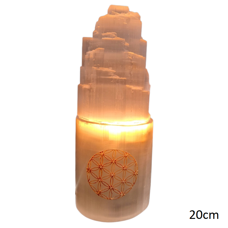 Lampe de Selenite - gypse du Maroc - Luma Creation