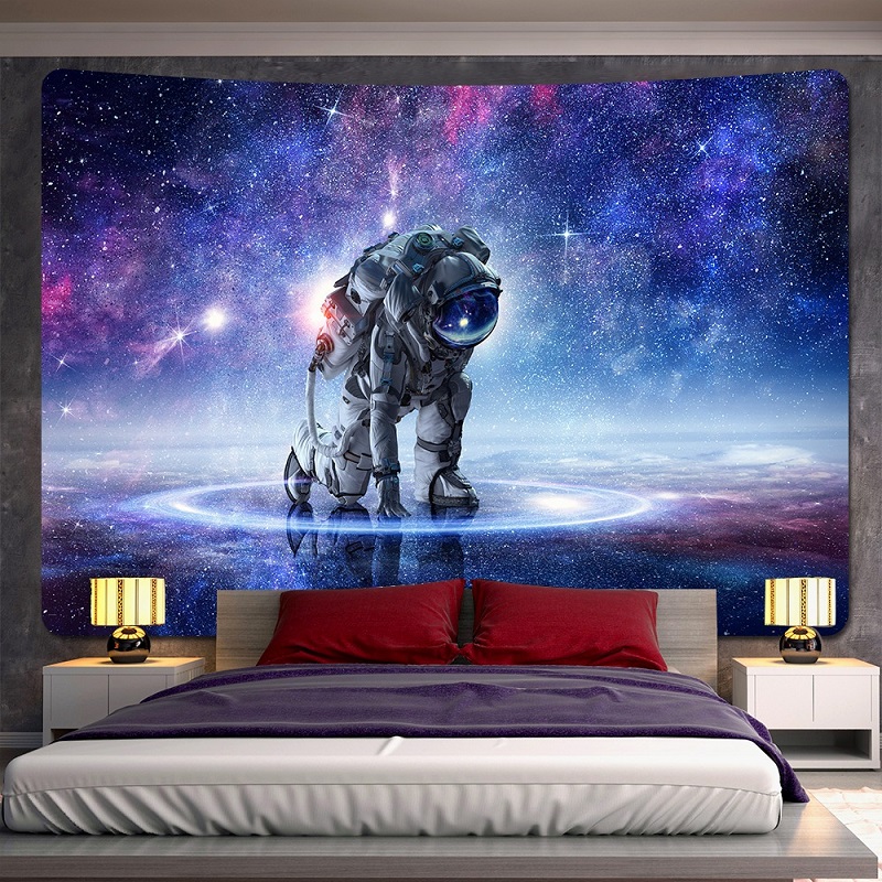 Tenture Murale Astronaute Galaxie - 102x153 Cm - Tissu Doux, Décoration Hippie Pour Salon, Chambre - Mandala Espace