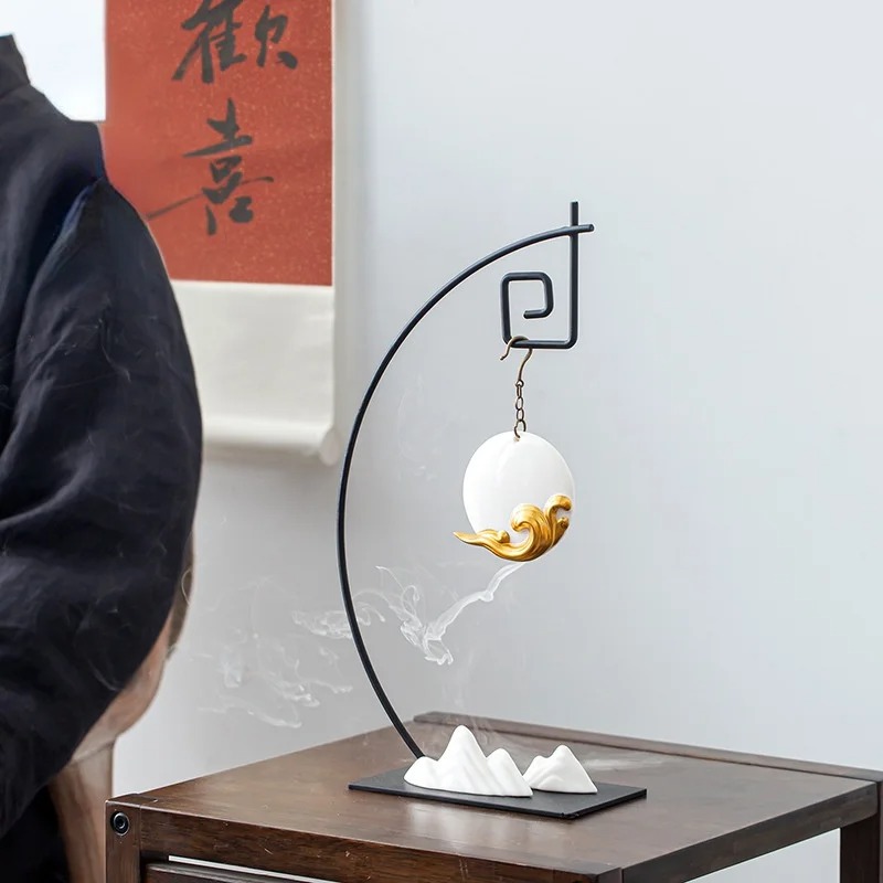 lampe zen design porte encens cascade