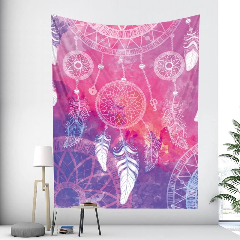 tenture murale attrape-rêves rose