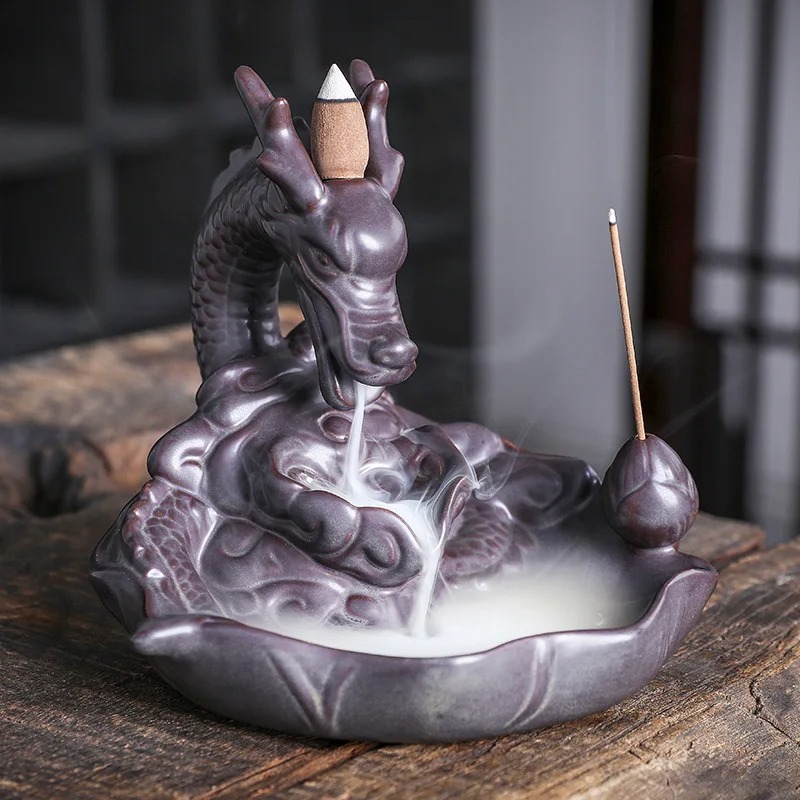 porte-encens à reflux dragon