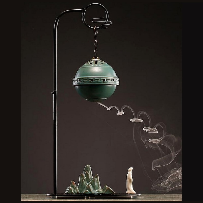 porte-encens zen métal boule suspendue