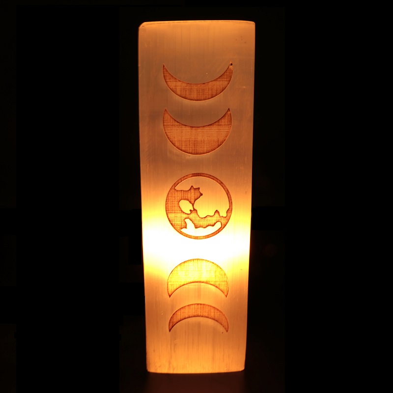 lampe décorative pierre sélénite cycles de la lune