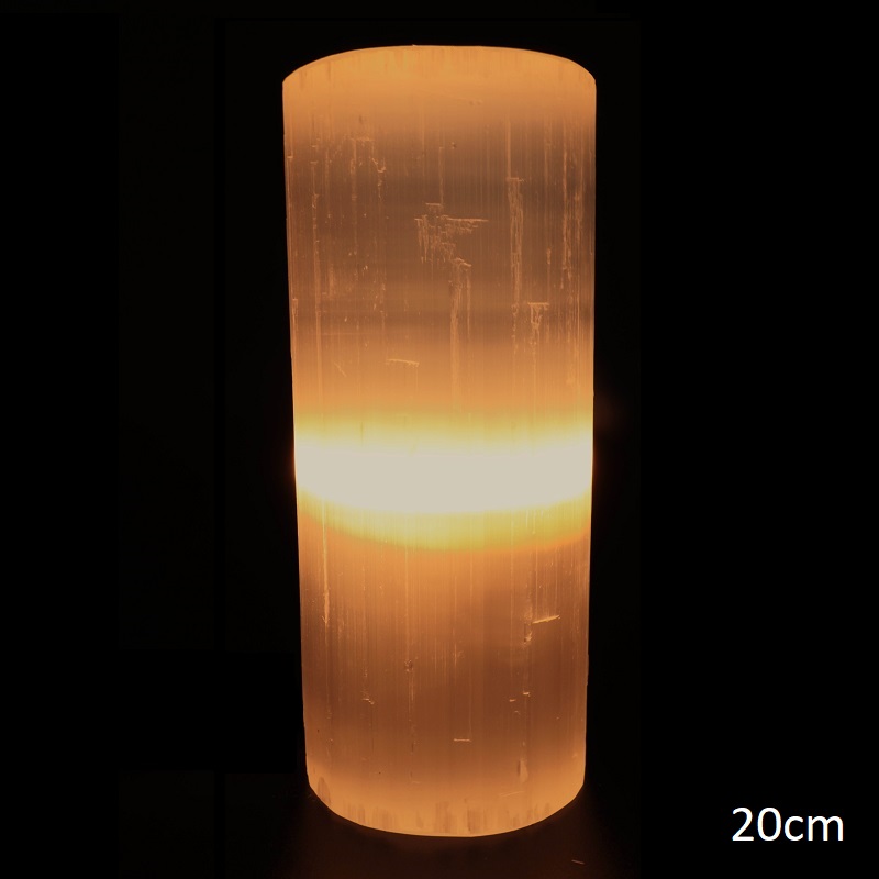 lampe décorative pierre sélénite cylindre 20cm