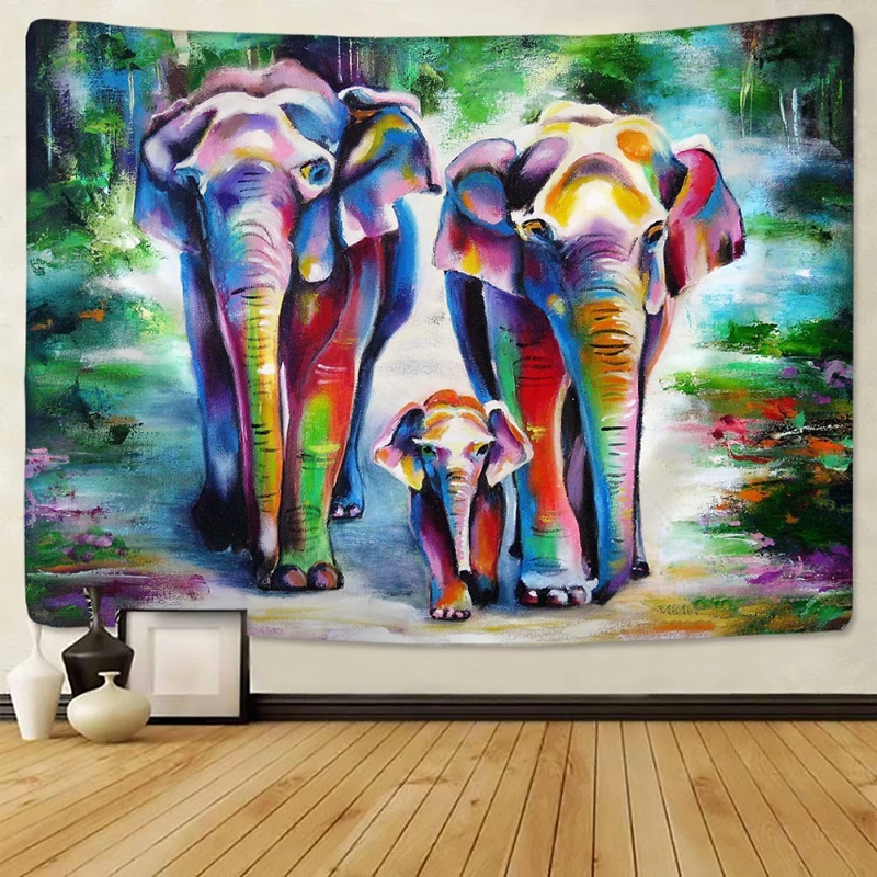 tenture murale famille déléphants