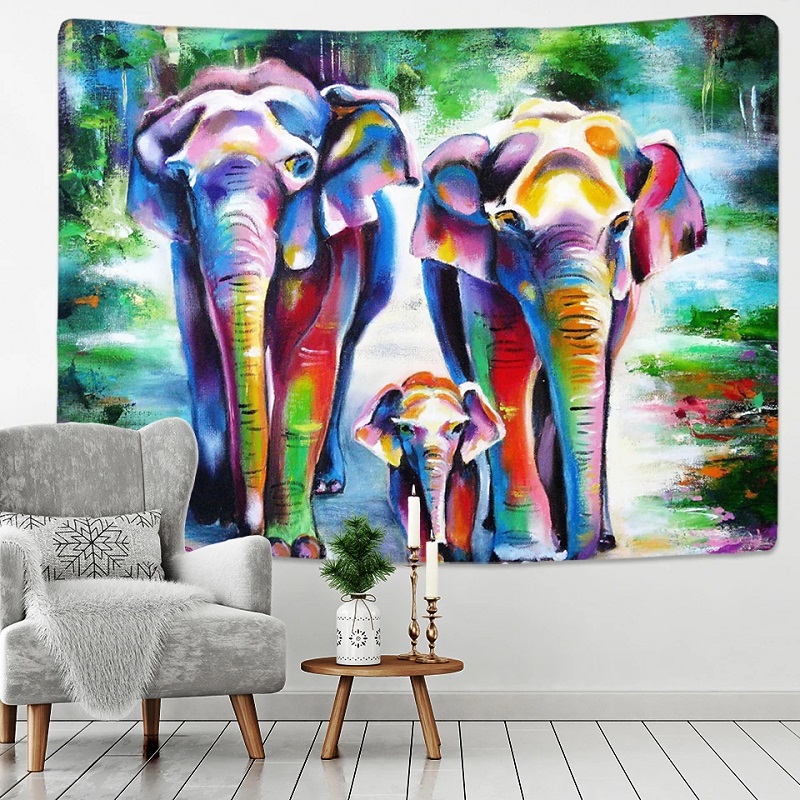 tenture décorative animaux éléphants