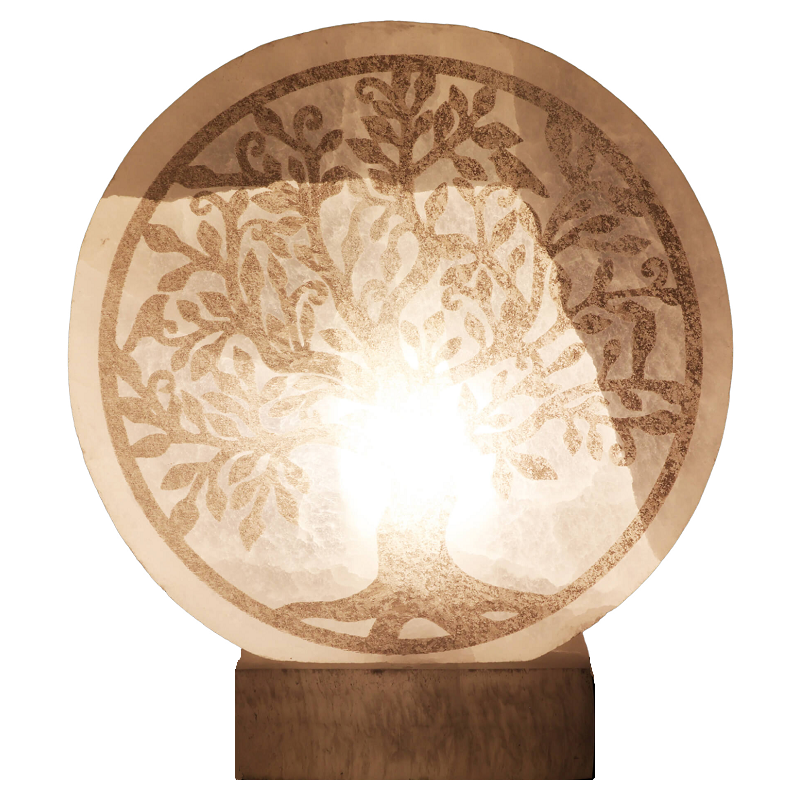 lampe en sélénite ronde arbre de vie
