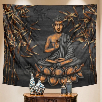 Tenture Murale Bouddha en Méditation et Bambou