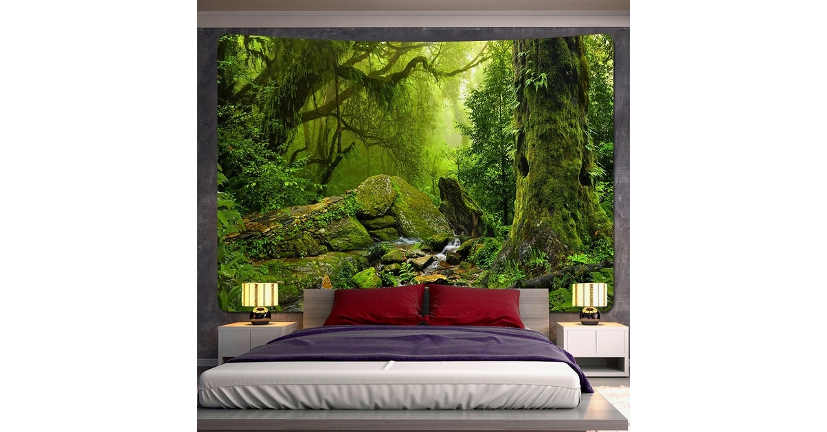 Tenture Murale Forêt Naturelle - 210x140 Cm - Impression HD, Polyester - Décoration Chambre, Salon