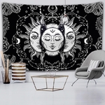 tenture murale noir blanc lune soleil