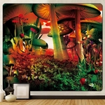 tenture murale zen forêt champignons magiques
