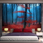 tapisserie murale forêt arbres brume