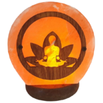 lampe pierre de sel mini ronde bouddha lotus usb