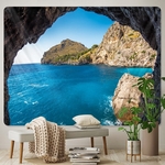 tenture murale grotte océan falaises