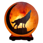 lampe de sel ronde loup et lune