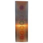 lampe en pierre de sélénite rectangulaire 7 chakras